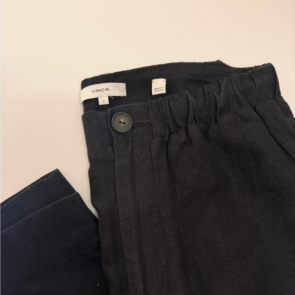 Vince hemp pants/ linen look, wide leg, drawstring, size 6